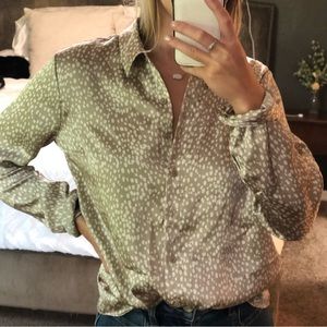 Satin Spotted Button Up Blouse